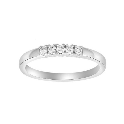 Siersbøl Heart alliancering i 14 kt hvidguld med 5 sten x 0,03 ct